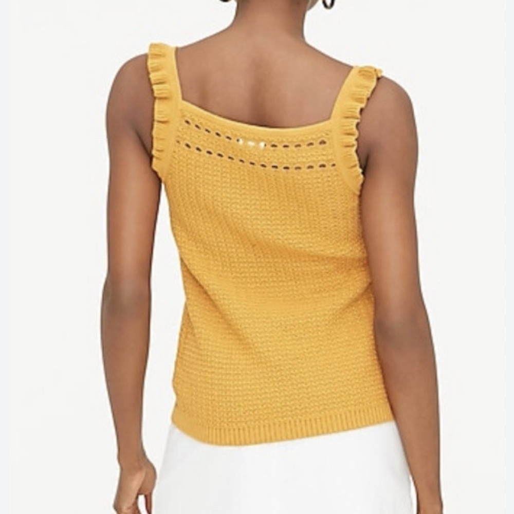 J Crew ruffle trim crochet sweater tank deep yellow - Picture 3 of 8